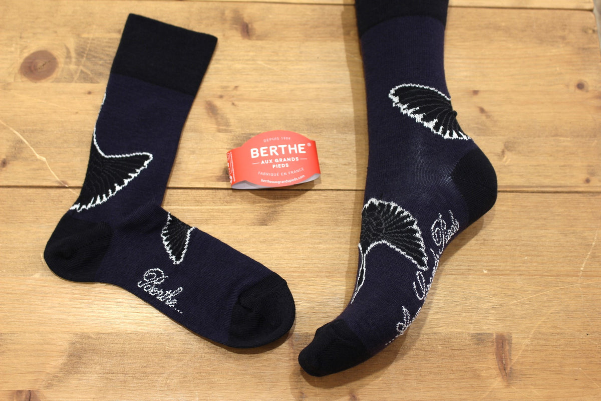 Chaussettes BERTHE AUX GRANDS PIEDS. Fabrication Française Mi- chaussettes femme en laine 