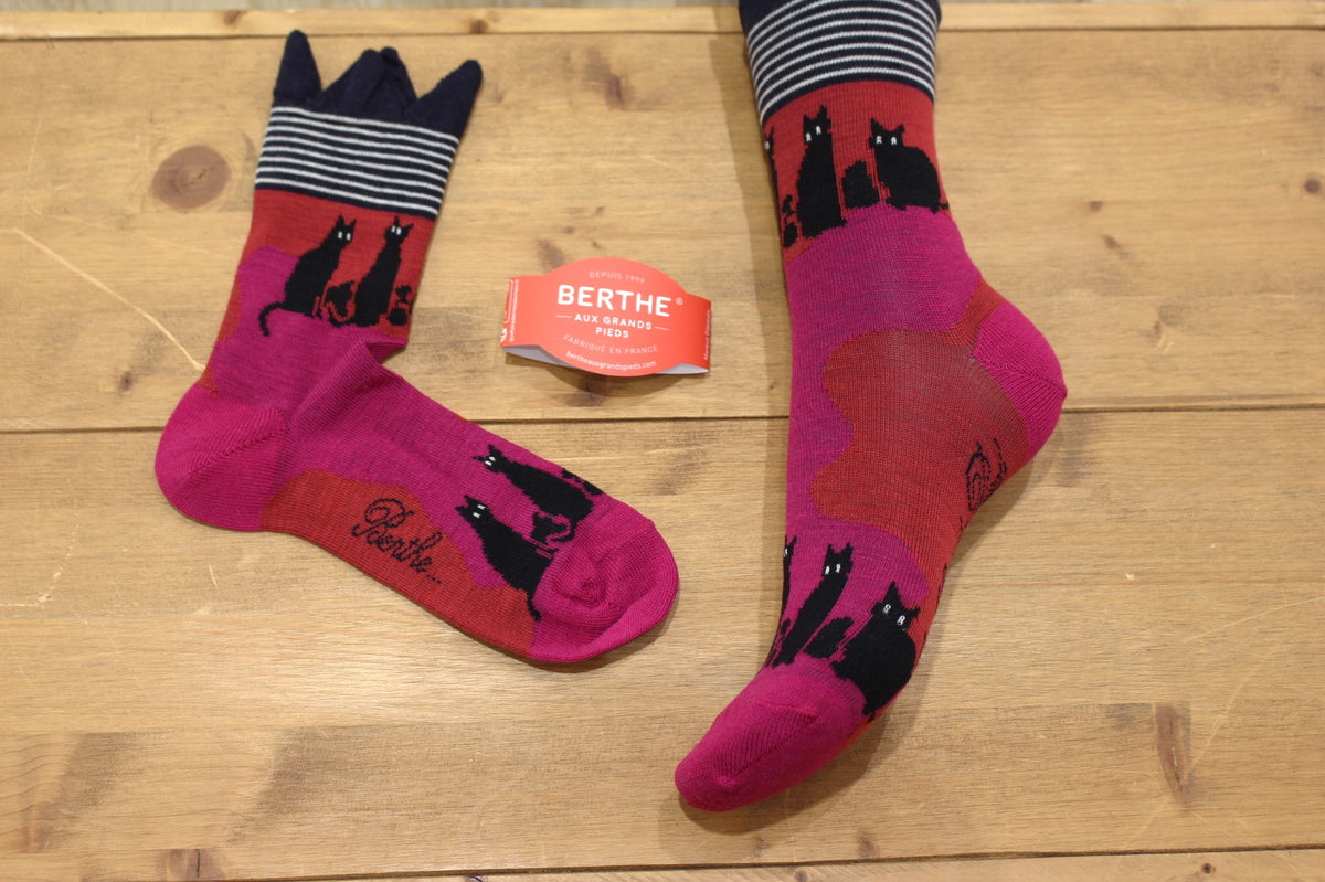 Chaussettes BERTHE AUX GRANDS PIEDS. Fabrication Française Mi- chaussettes femme en laine 