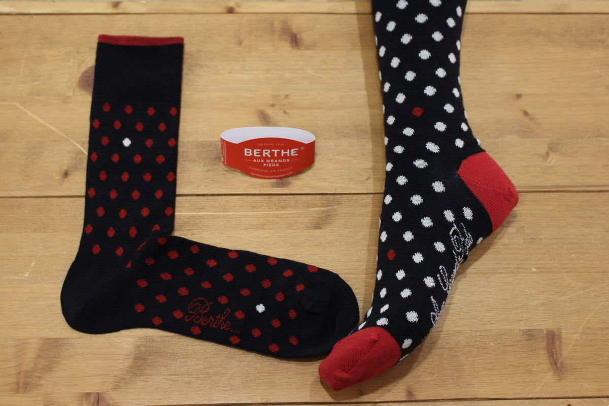 Chaussettes BERTHE AUX GRANDS PIEDS. Fabrication Française. Mi- chaussettes homme en laine 