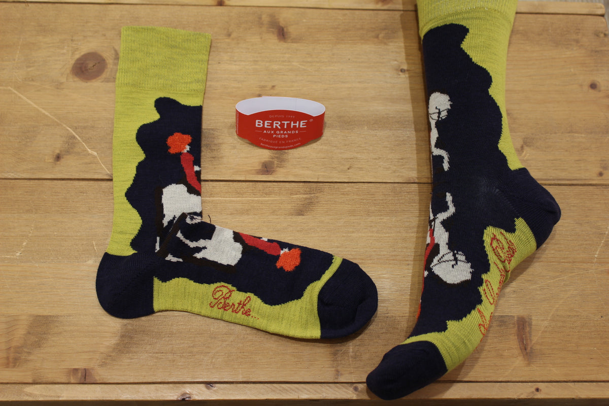 Chaussettes BERTHE AUX GRANDS PIEDS. Fabrication Française. Mi- chaussettes homme en laine 