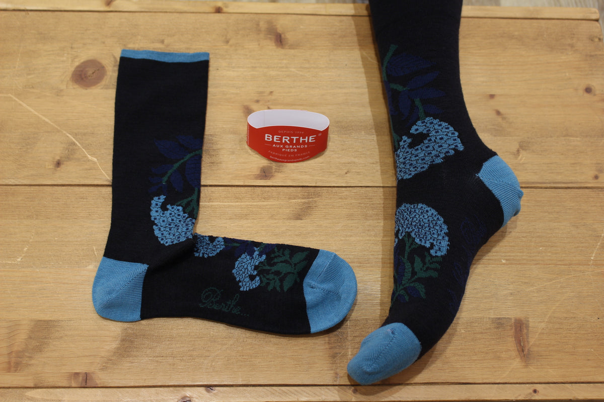 Chaussettes BERTHE AUX GRANDS PIEDS. Fabrication Française. Mi- chaussettes homme en laine 