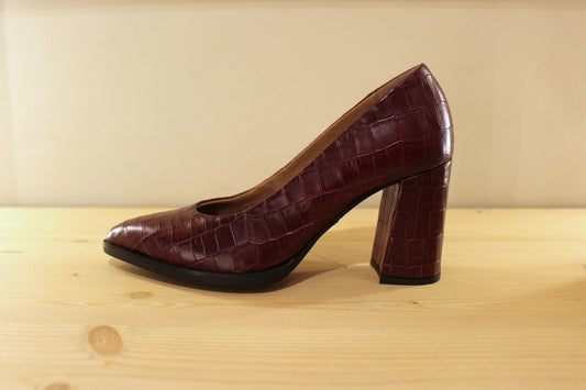 Escarpin WONDERS en cuir imprimé bordeaux