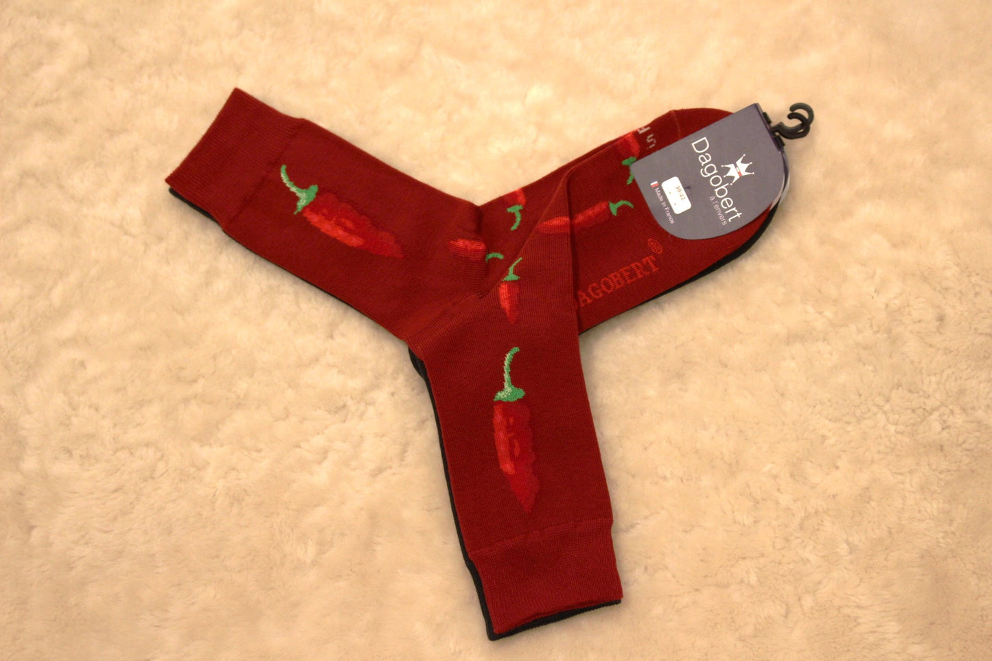 Chaussettes DAGOBERT thème piment couleur rouge