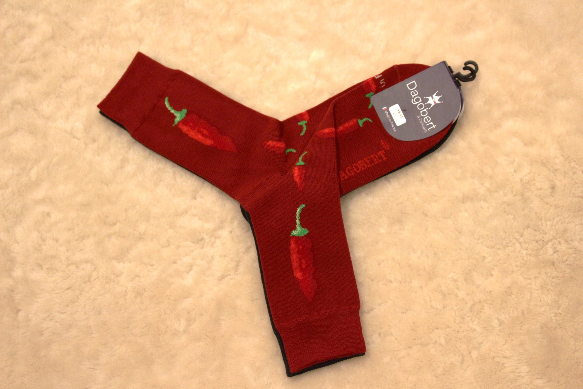 Chaussettes DAGOBERT thème piment couleur rouge
