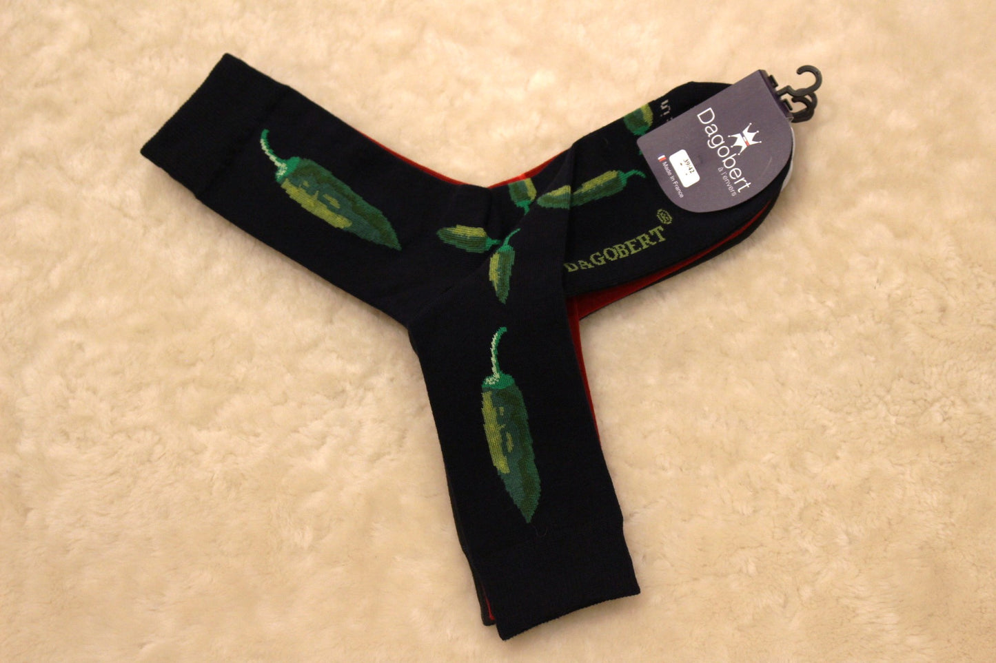 Chaussettes DAGOBERT thème piment couleur bleu marine