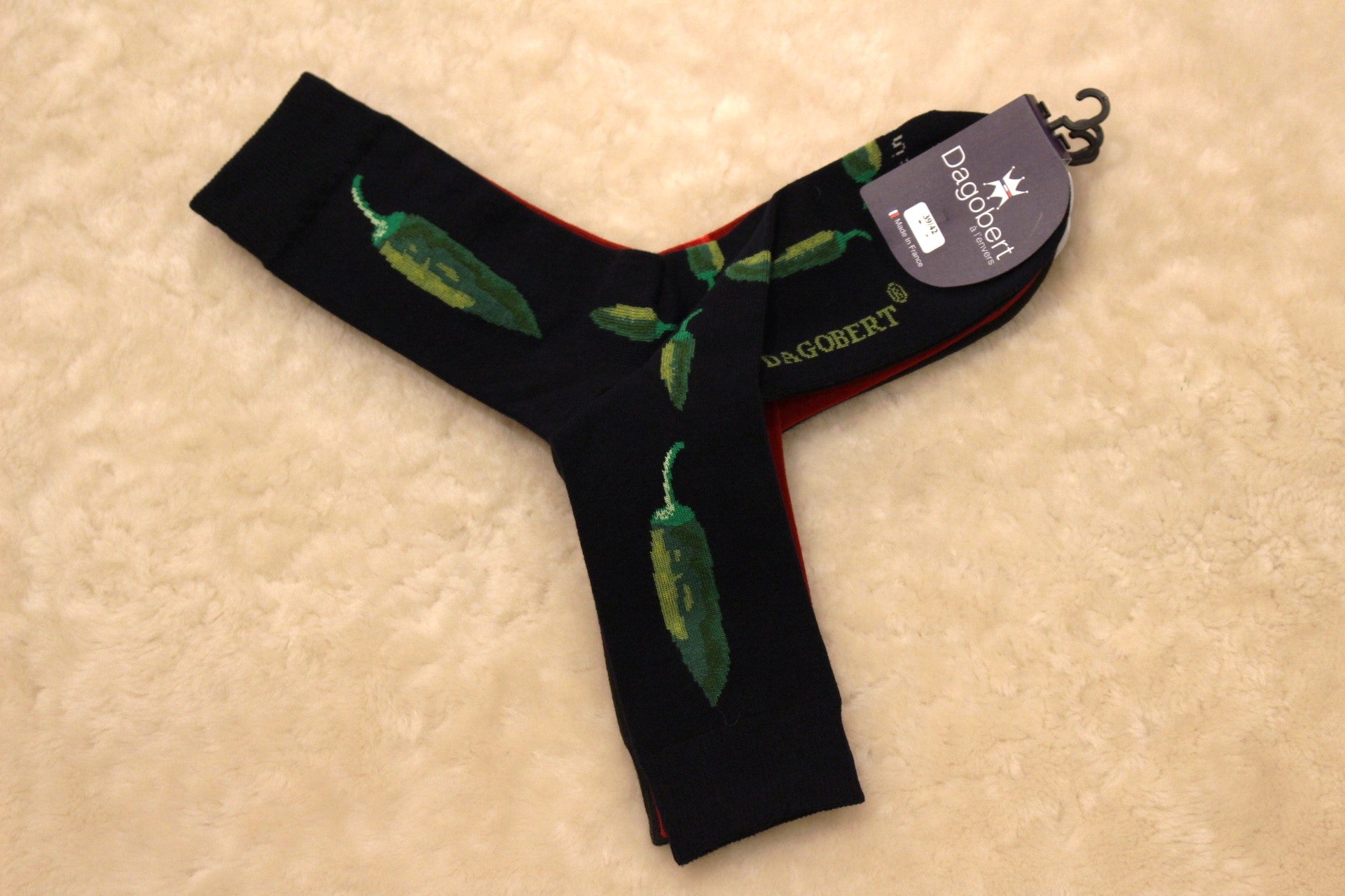 Chaussettes DAGOBERT thème piment couleur bleu marine