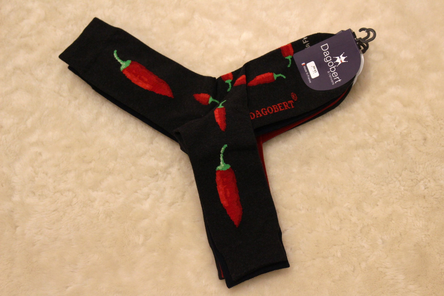 Chaussettes DAGOBERT thème piment couleur gris anthracite