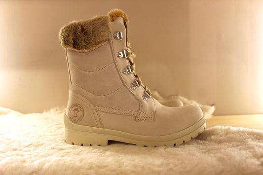Bottes d'hiver pour femme cuir blanc waterproof PANAMA JACK semelle épaisse