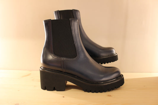 Bottines MAMZELLE cuir bleu marine semelle crantée 