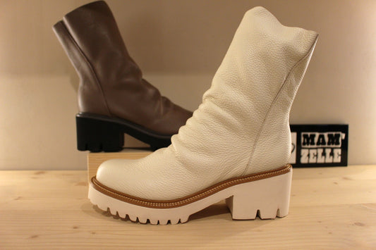 Bottines MAMZELLE cuir écru ou taupe