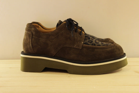 Derby cuir velours kaki et animal semelle interne amovible CASTA